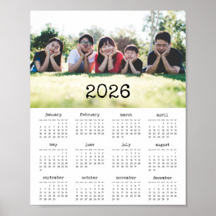 Vintage-Schreibmaschinenskript 2026 Fotokalender Poster
