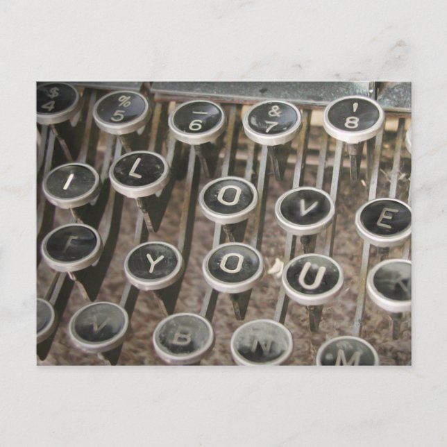 Vintage Schreibmaschinentasten "I Liebe You" Postkarte (Vorderseite)