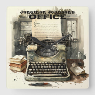 Vintage Schreibmaschinenuhr Quadratische Wanduhr