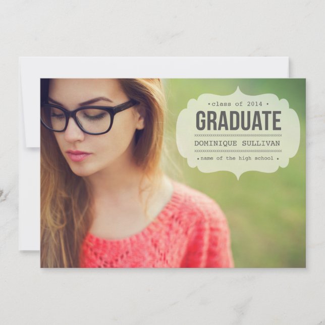 Vintage Schreibweise | Einladung des Abschlusses (Vorderseite)