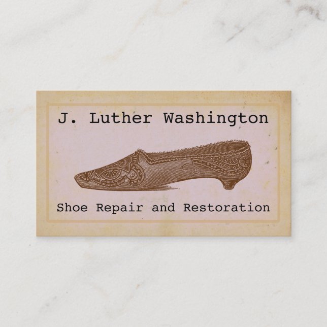 Vintage Schuhreparatur Berufliche Visitenkarten Visitenkarte (Vorderseite)