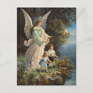 Vintage-Schutzengel-Postkarte Postkarte