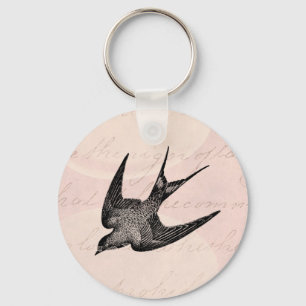 Vintage Schwalben-Illustration - antiker Vogel Schlüsselanhänger