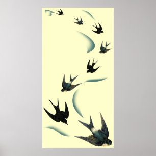 Vintage Schwalben-Vogel-Kunst Poster