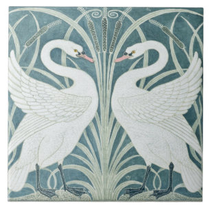 Vintage Schwan, Binse und Iris von W. Crane Fliese