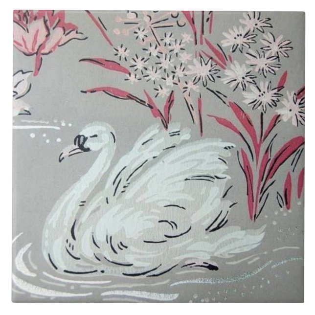 Vintage Schwan Fliese (Vorderseite)
