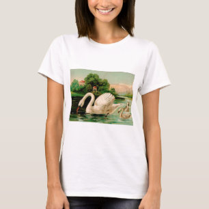 Vintage Schwan im See T-Shirt