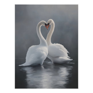 Vintage-Schwan-Kunstposter Poster