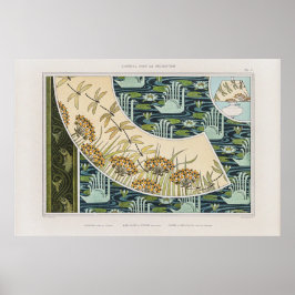 Vintage Schwäne, Lilien und Libellen Poster