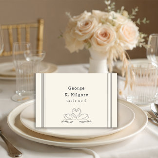 Vintage-Schwäne-Streifen-Hochzeitstisch-Platzkarte Tischnummer