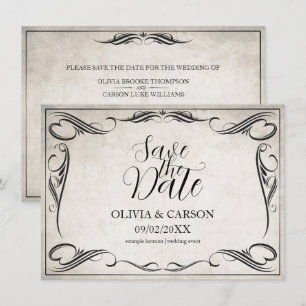 Vintage Schwarz-Art-Deco-Hochzeit speichern Sie da