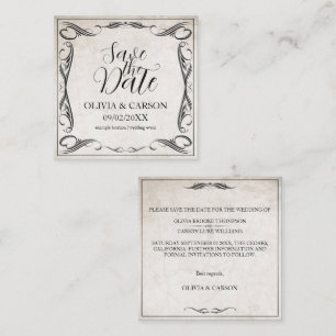 Vintage Schwarz-Art-Deco-Hochzeit speichern Sie da Mitteilungskarte