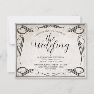 Vintage Schwarz Art Deco Hochzeitsankündigung