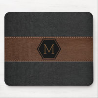 Vintage Schwarz/Braun-Leder-Monogramm-Maus
