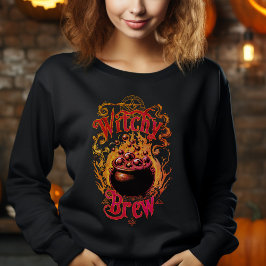 Vintage Schwarz-Orange-Frauen, Hexenkostüm Sweatshirt