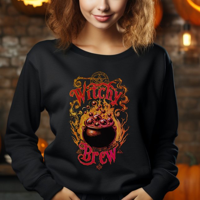 Vintage Schwarz-Orange-Frauen, Hexenkostüm Sweatshirt (Von Creator hochgeladen)