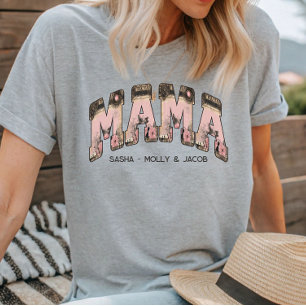 Vintage Schwarz/Rosa Blumenlatte Varsity Style Mam Tri-Blend Shirt