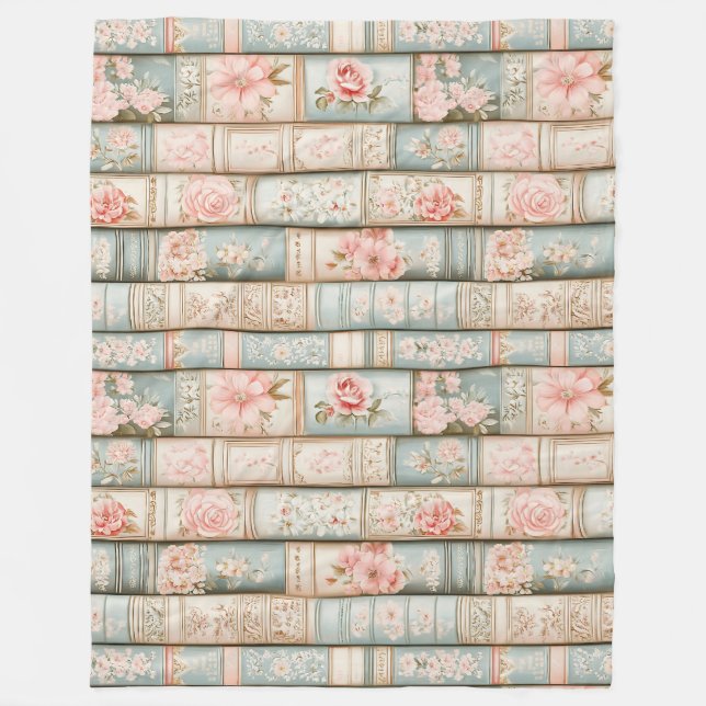 Vintage schwarz-rosa Buchstapel Fleecedecke (Vorderseite)