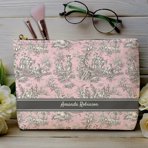 Vintage schwarz-rosa-Toile Zubehörtasche