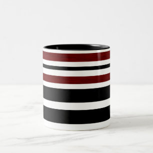 Vintage Schwarz-Rot-Musterstreifen - Tasse