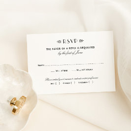 Vintage Schwarz-Weiß-Art-Déco-Hochzeit RSVP Karte