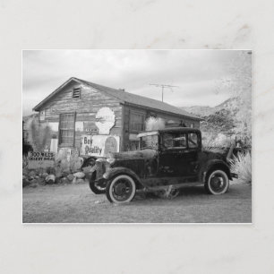 Vintage Schwarz-Weiß-Auto Postkarte