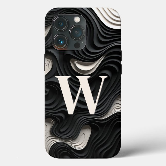Vintage Schwarz-Weiß-Blumen Case-Mate iPhone Hülle (Rückseite)