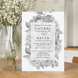 Vintage Schwarz-Weiß-Blumen-Hochzeit Einladung