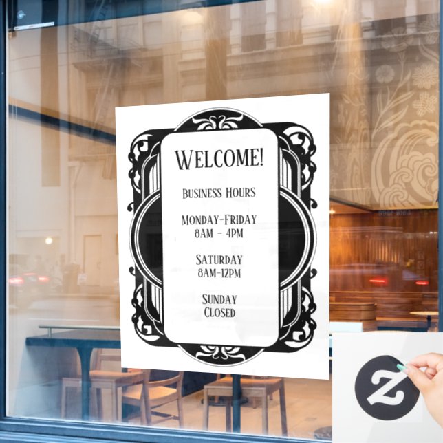Vintage Schwarz & Weiß Fensteraufkleber (Café-Fenster)