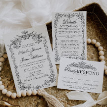 Vintage Schwarz-Weiß Hochzeit im Stil des alten Ge