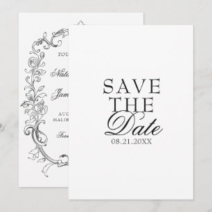 Vintage Schwarz-Weiß Hochzeit im Stil des alten Ge Save The Date