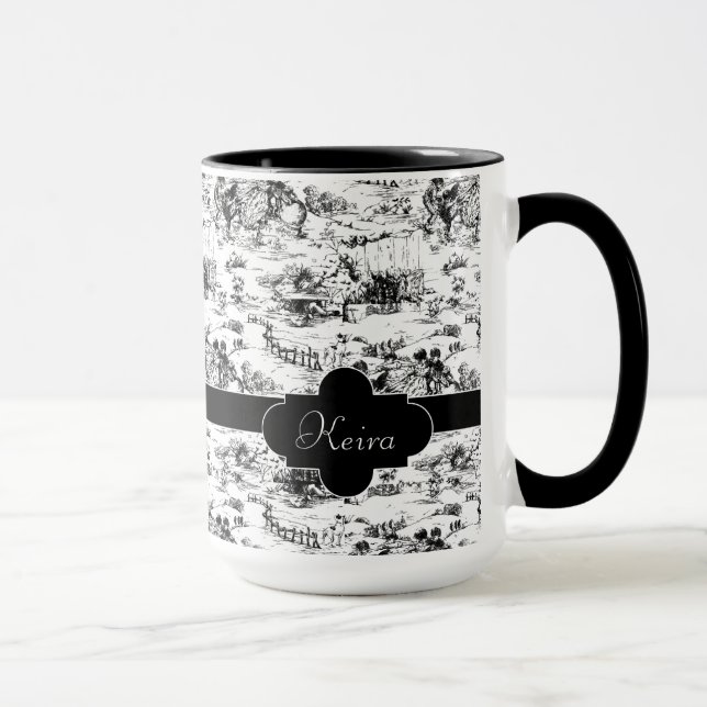 Vintage Schwarz-Weiß-Landtoilette Tasse (Rechts)