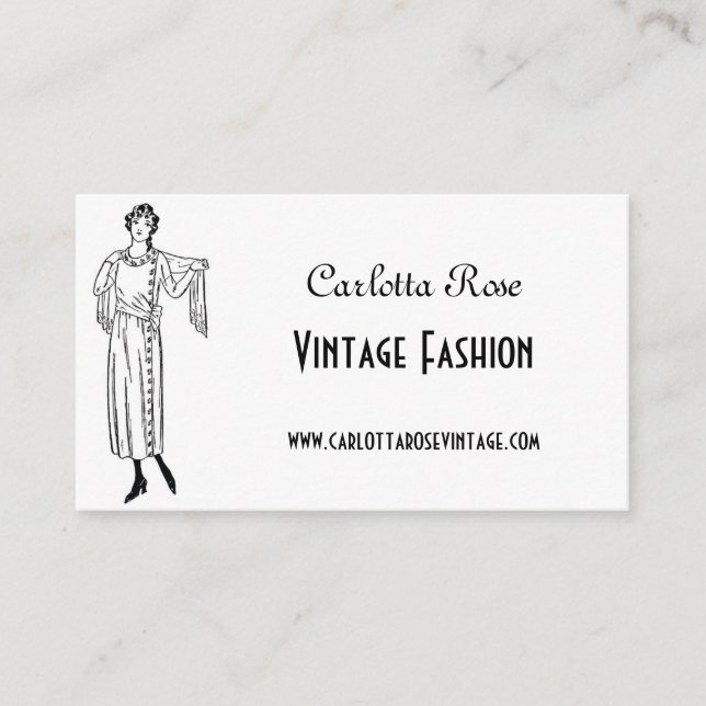 Vintage Schwarz-Weiß-Mode Visitenkarte (Vorderseite)