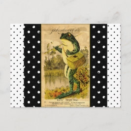 Vintage Schwarz-Weiß-Polka-Dot-Frosch-Postkarte Postkarte