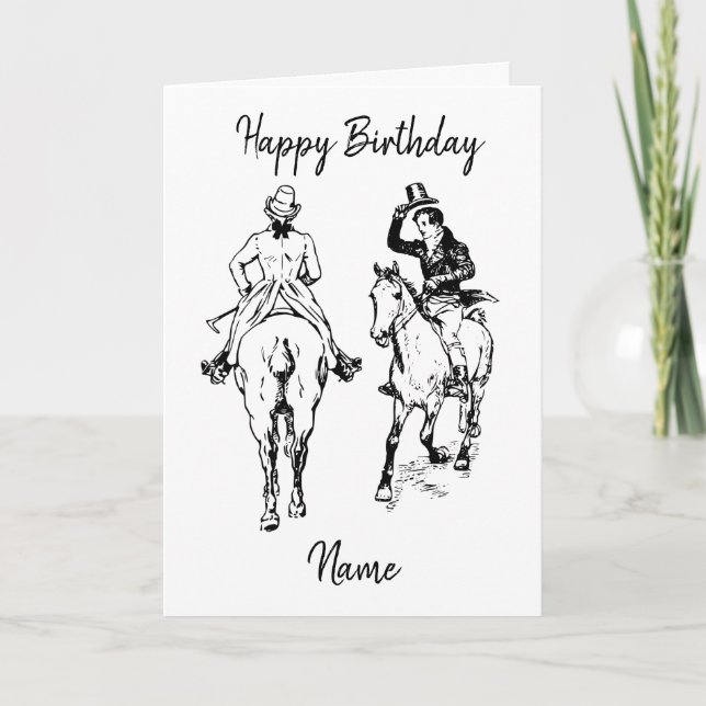 Vintage Schwarz-Weiß-Reiter Geburtstag Karte (Vorderseite)