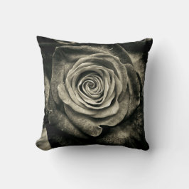 Vintage Schwarz-Weiß-Rose Kissen