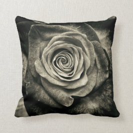 Vintage Schwarz-Weiß-Rose Kissen