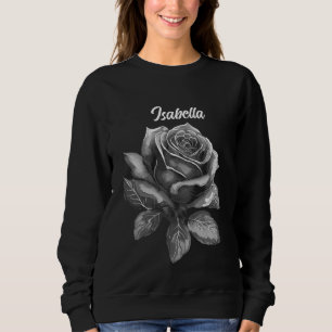 Vintage Schwarz-Weiß-Rosen-Sweatshirt Sweatshirt