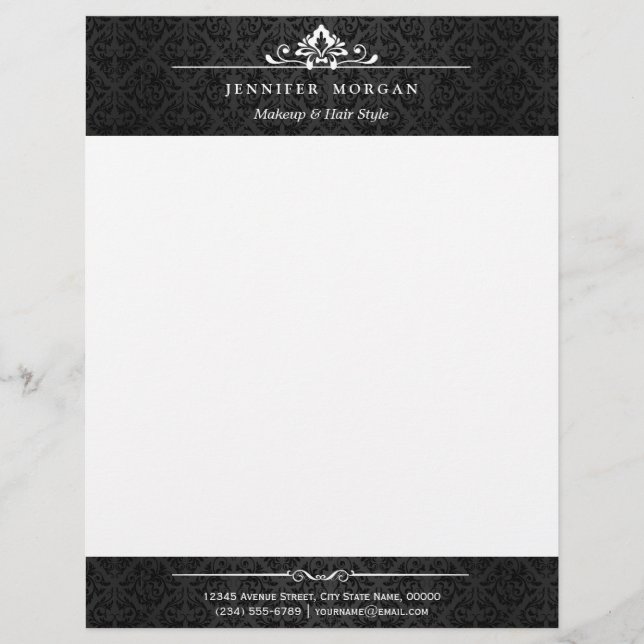 Vintage Schwarz-Weiß-Schatten-Dekoration Briefkopf (Vorderseite)