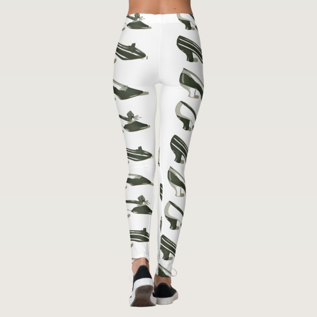 Vintage Schwarz-Weiß-Schuhe Leggings (Rückseite)