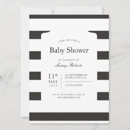 Vintage Schwarz-Weiß-Streifen-Dusche Einladung