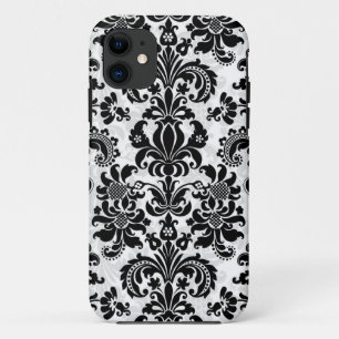 Vintage, schwarz-weiße Damaskus Case-Mate iPhone Hülle
