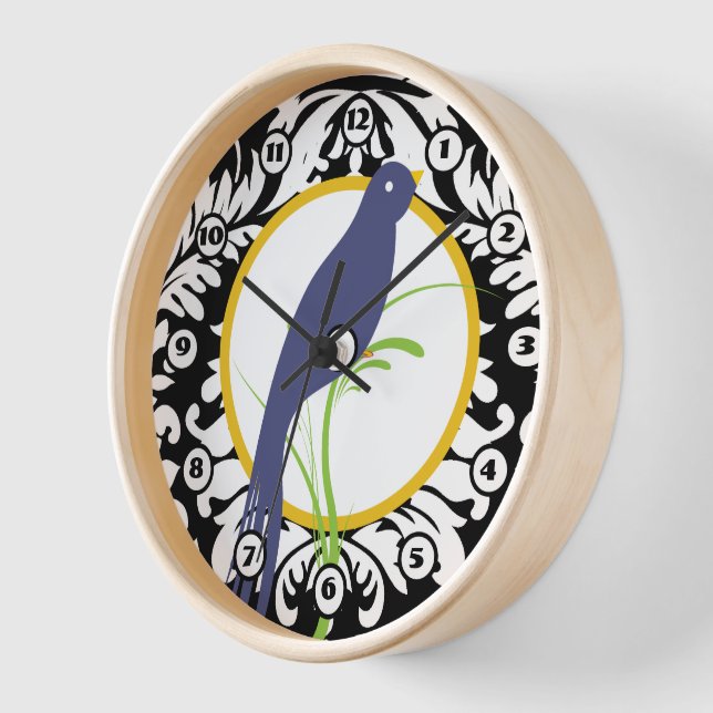 Vintage Schwarz-weiße Damassohr Wanduhr (Winkel)