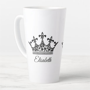 Vintage schwarz-weiße königliche Blumenkrone Queen Milchtasse