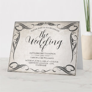 Vintage schwarze Art Deco Hochzeitsankündigung Karte