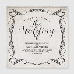 Vintage schwarze Art Deco Hochzeitsankündigung Magnetkarte