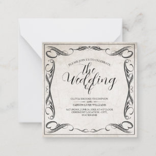 Vintage Schwarze Art Deco Hochzeitsankündigung Mitteilungskarte