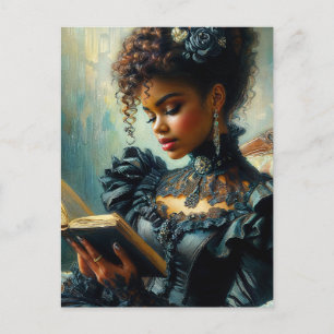 Vintage Schwarze Frau Viktorianische Ästhetik lese Postkarte