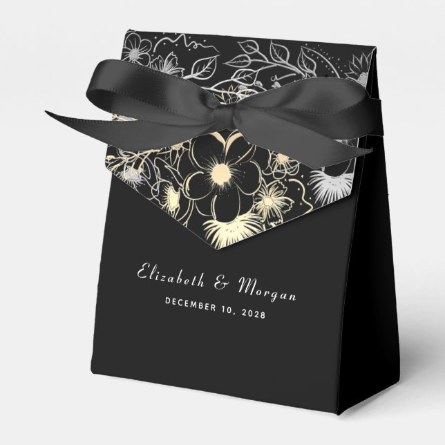 Vintage Schwarze Hochzeit Geschenkschachtel (Vorderseite)