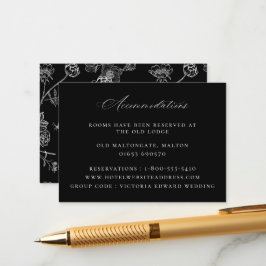 Vintage Schwarze Hochzeitsunterkünfte Begleitkarte